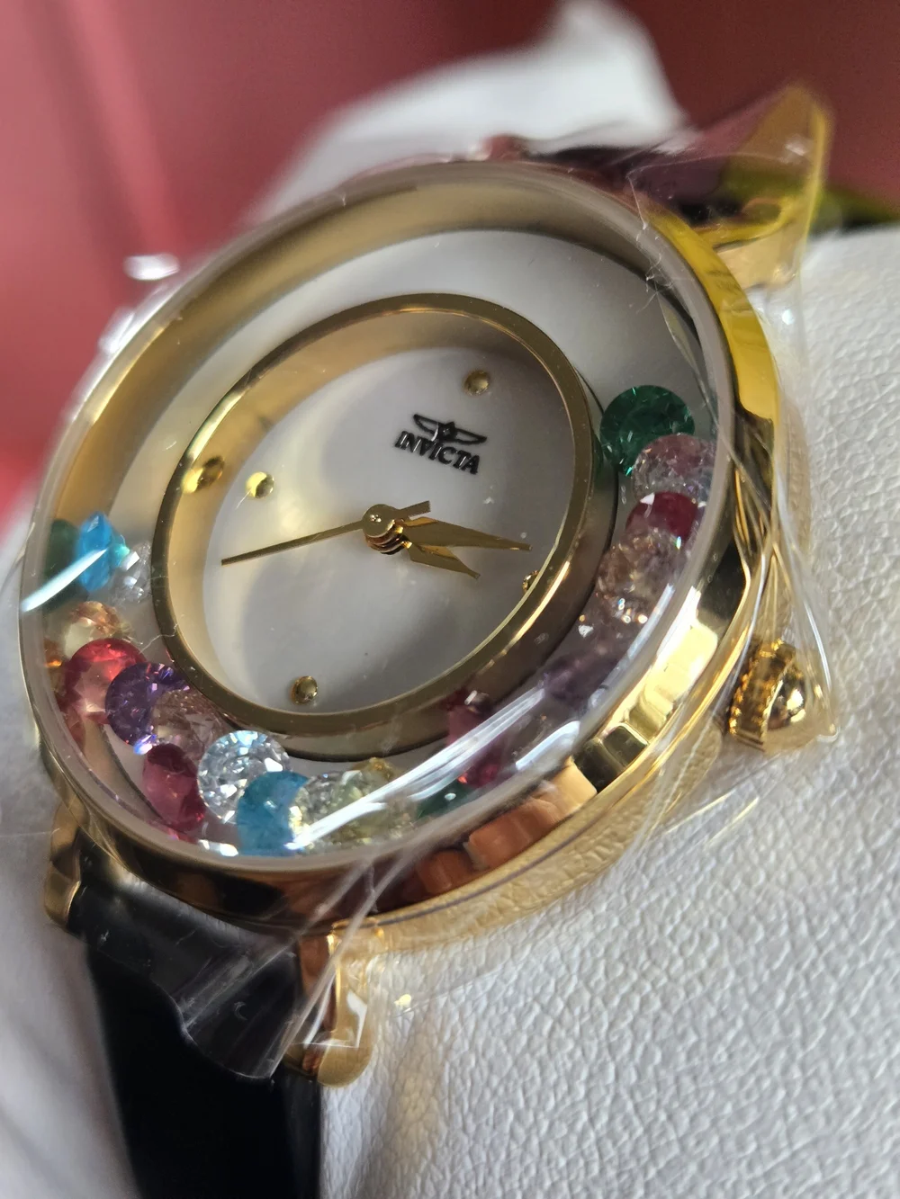 70344 Invicta Celestial Lady 33mm Gold Tone Floating Crystals SD-006 Quartz